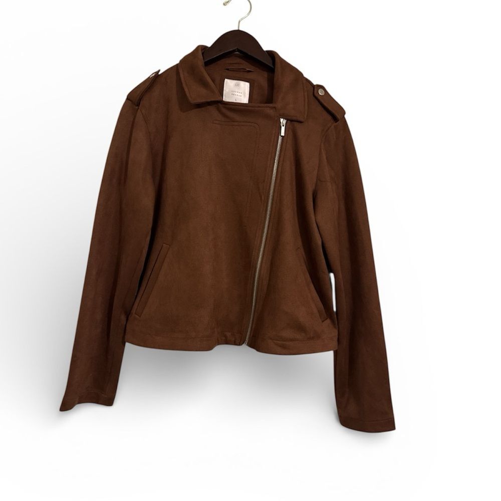 LC Lauren Conrad Faux Suede Brown Jacket Size Large NWT